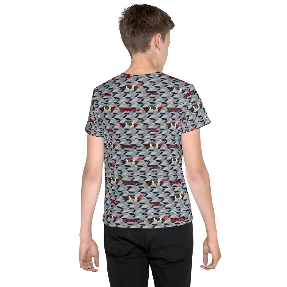 Sonic the Hedgehog 3 Shadow Pattern Youth All Over Print T-Shirt - Image 4