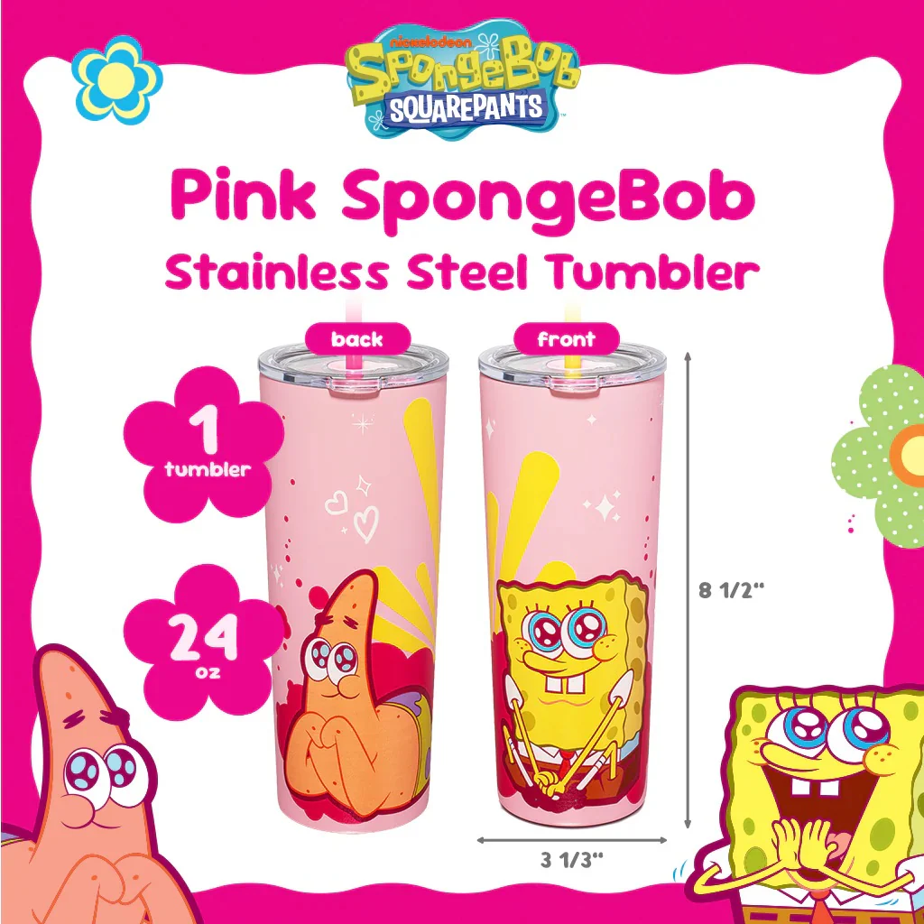 SpongeBob SquarePants Pink Tumbler - 24 oz - Image 2