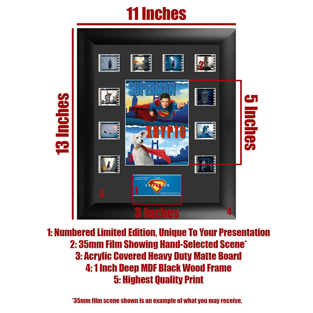 SUPERMAN (2025 Movie) Superman & Krypto FilmCells Mini Montage Framed FilmCells⢠Presentation - Image 6