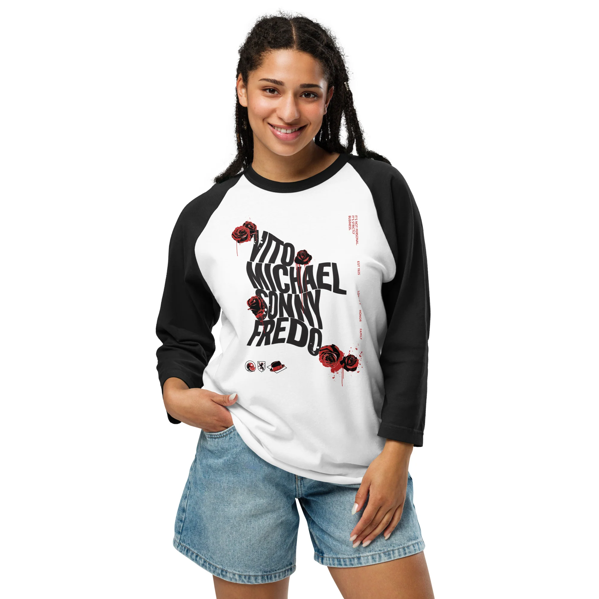 The Godfather Names 3/4 Sleeve Raglan Shirt - Image 3