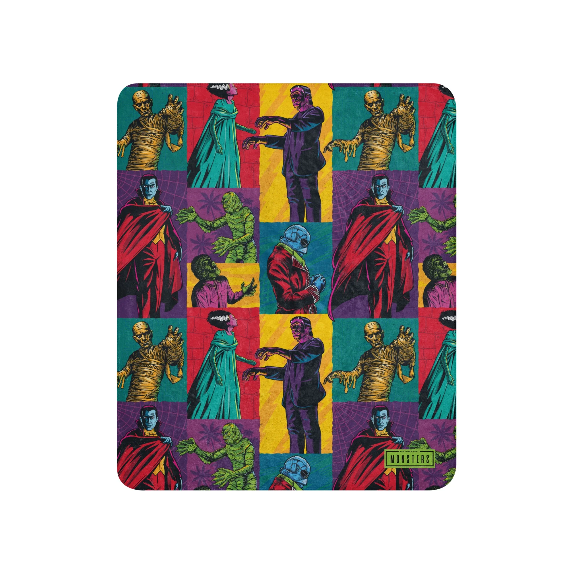Universal Monsters Comic Pattern Sherpa Blanket - Image 14