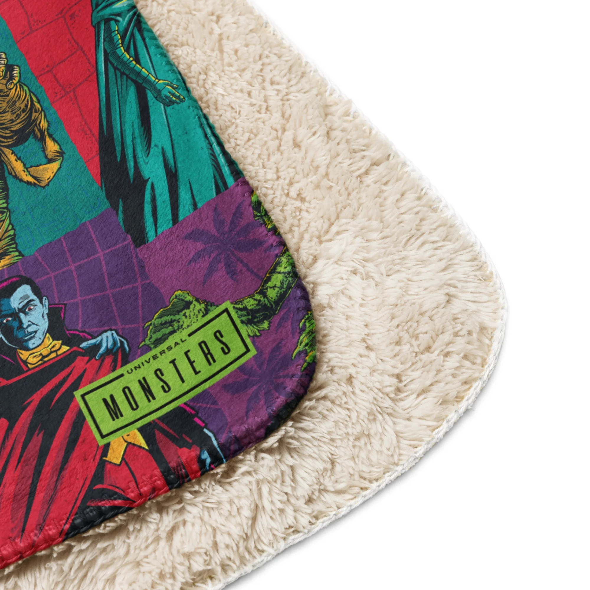 Universal Monsters Comic Pattern Sherpa Blanket - Image 17