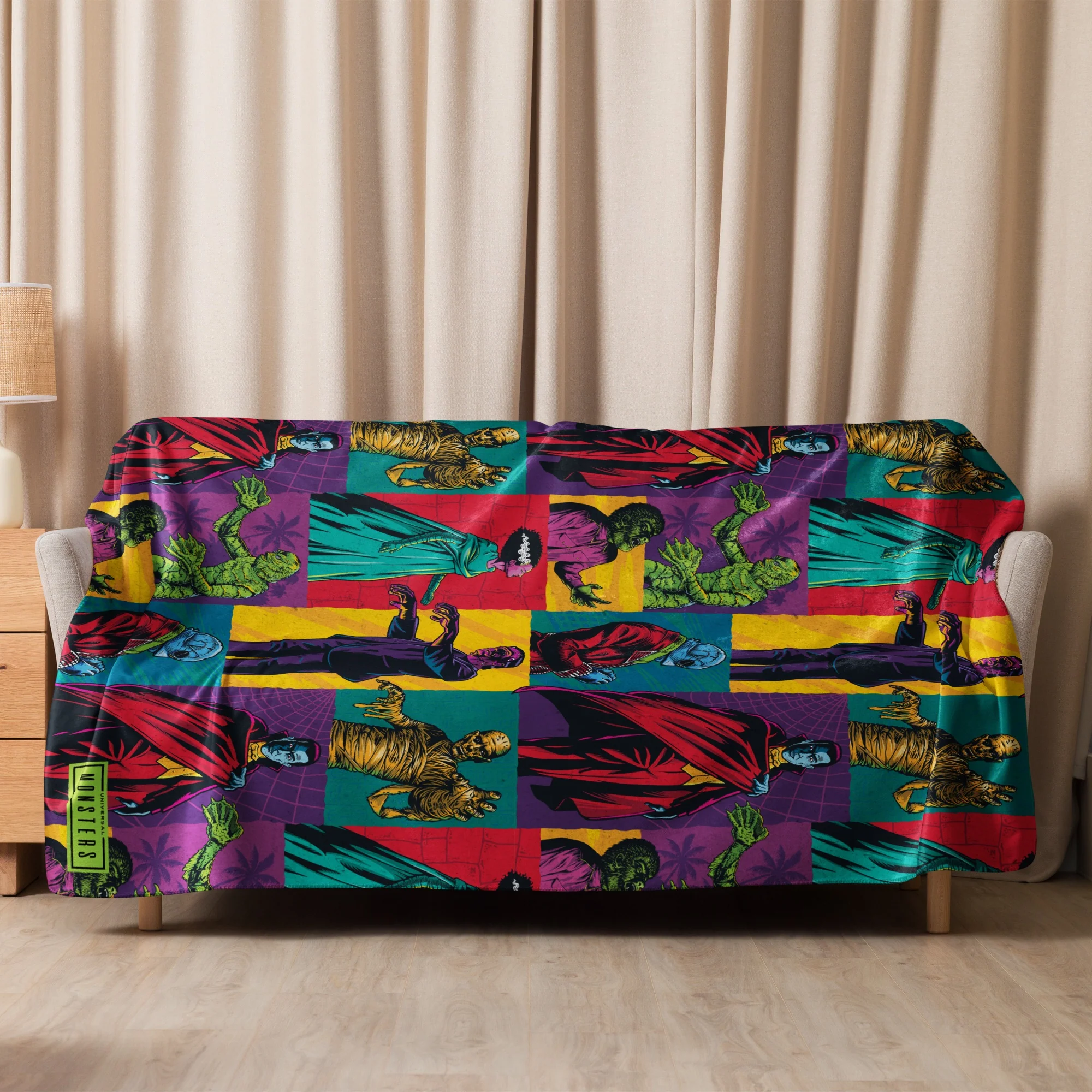 Universal Monsters Comic Pattern Sherpa Blanket - Image 33