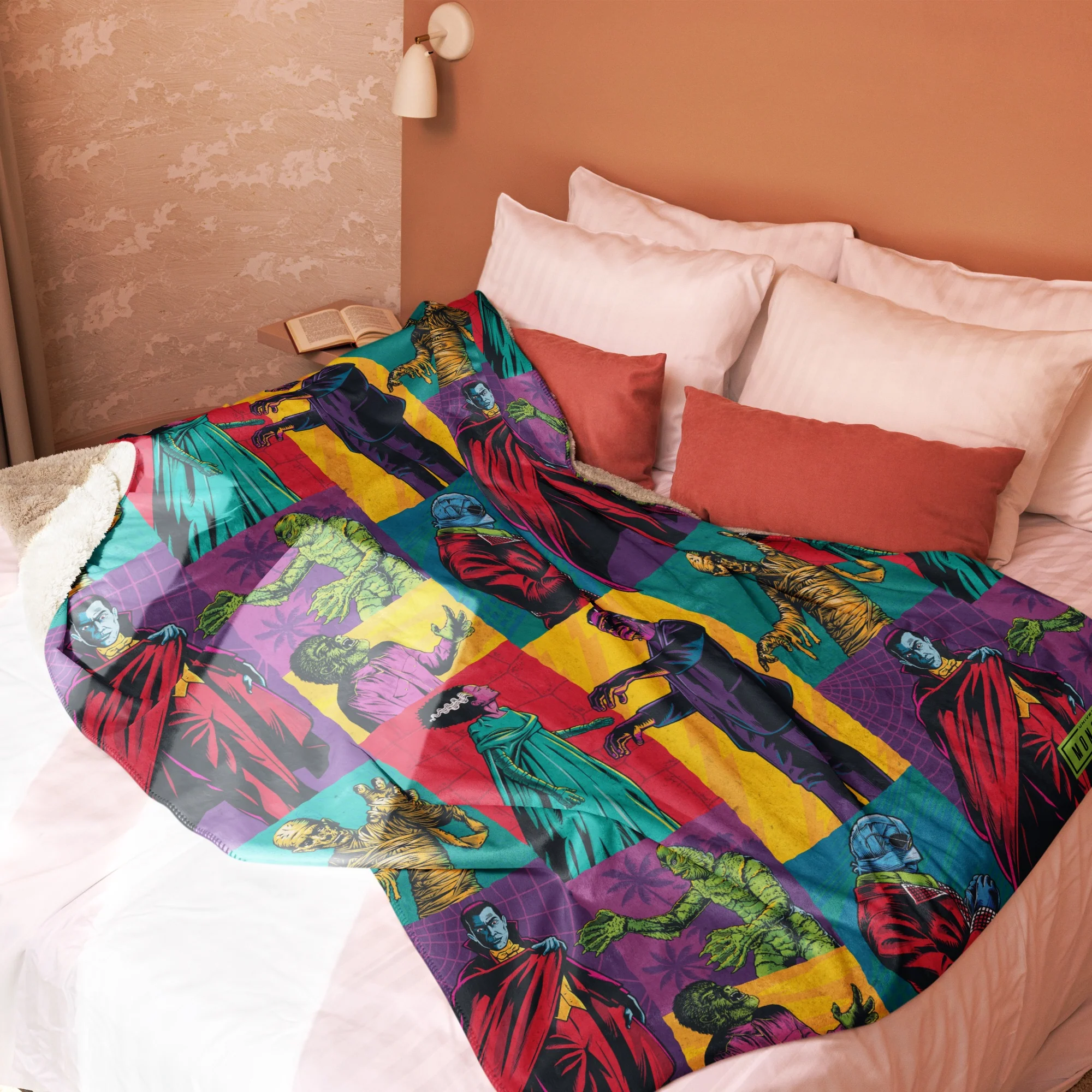 Universal Monsters Comic Pattern Sherpa Blanket - Image 38