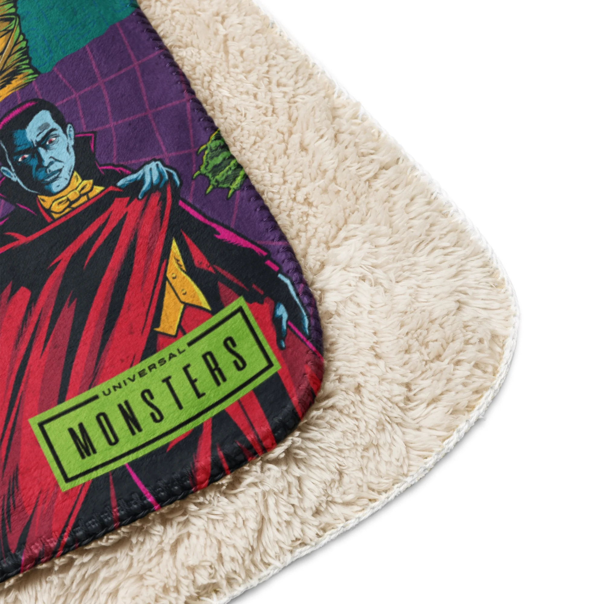Universal Monsters Comic Pattern Sherpa Blanket - Image 4